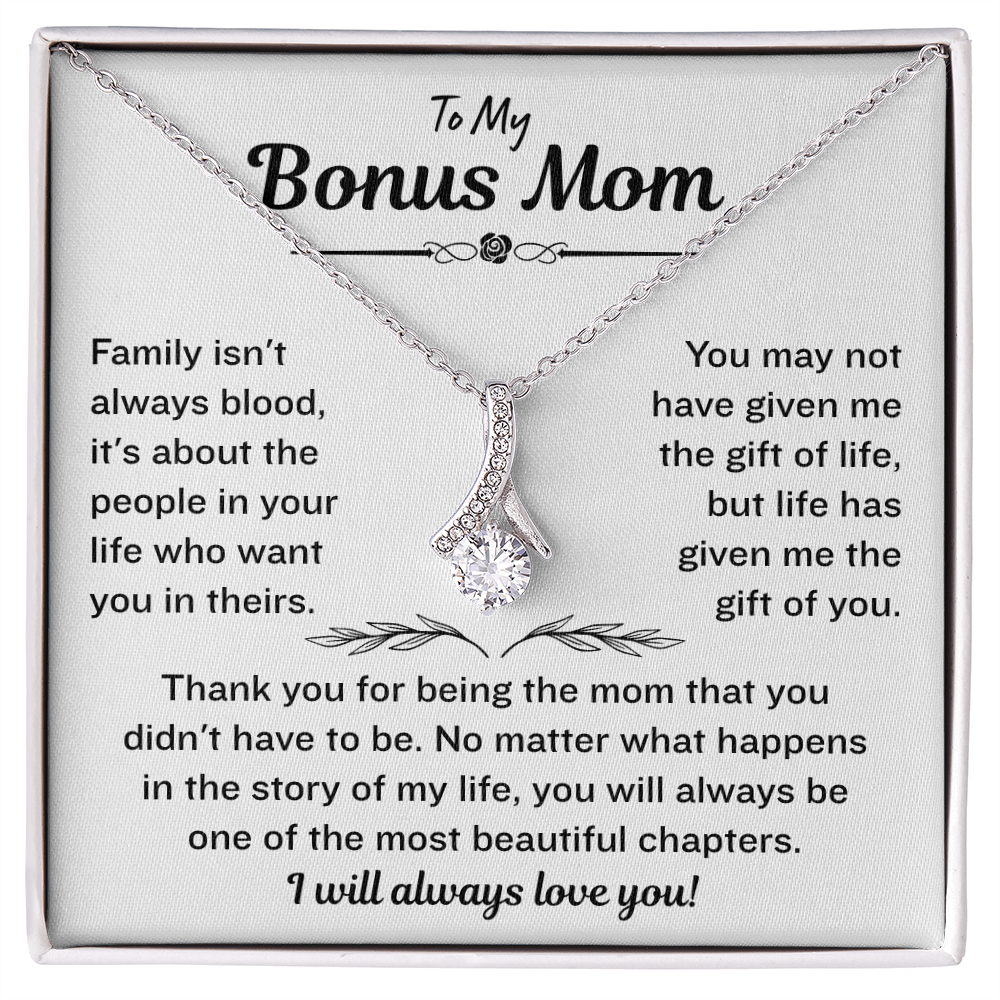Bonus Mom Necklace From Bonus Daughter,  Alluring Beauty Necklace
