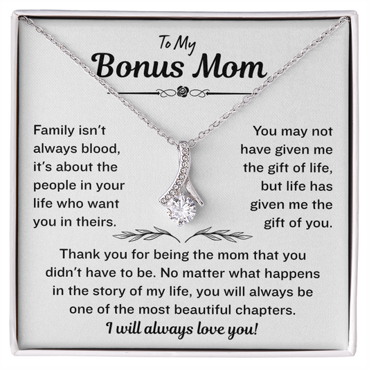 Bonus Mom Necklace From Bonus Daughter,  Alluring Beauty Necklace