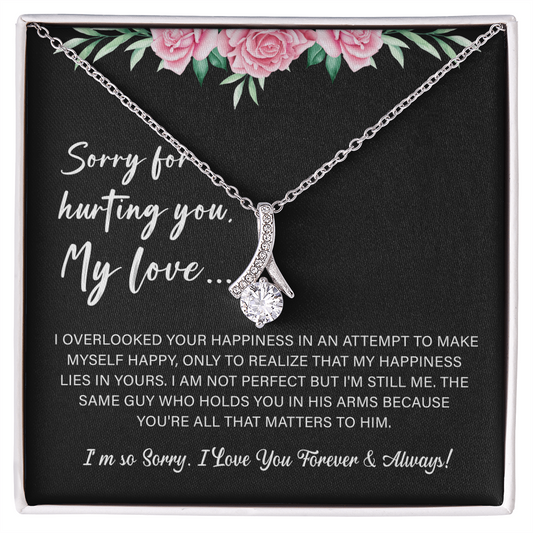 necklace with an apology message