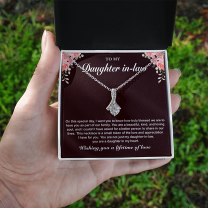 Gift Ideas for Daughter-in-Law – Timeless Love Knot Necklace with Message Card, Jewelry for Her, Necklace Gifts