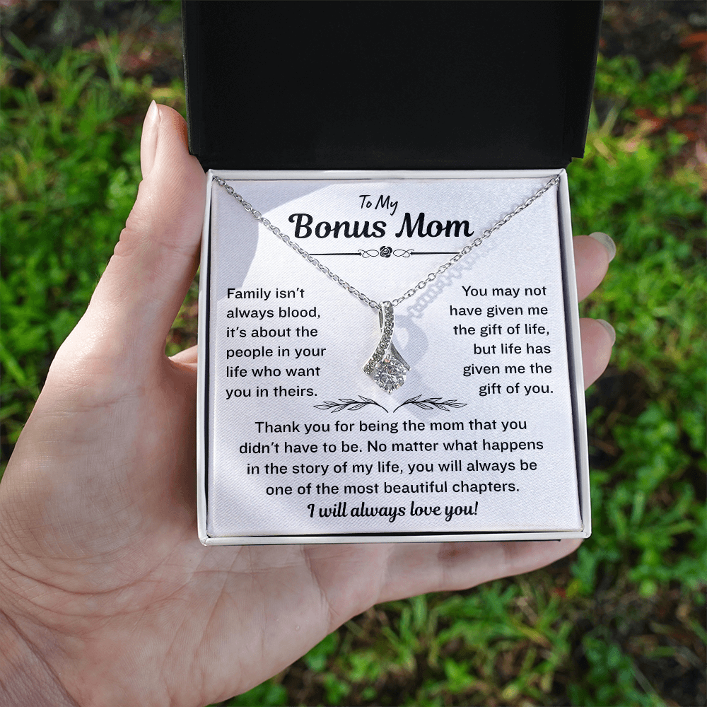 Bonus Mom Necklace From Bonus Daughter,  Alluring Beauty Necklace