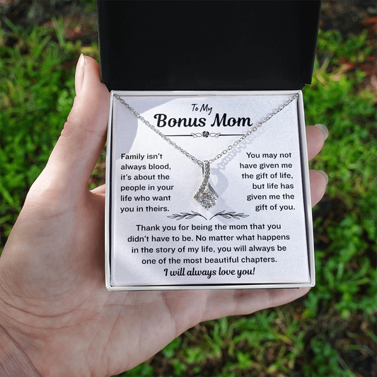 Bonus Mom Necklace From Bonus Daughter,  Alluring Beauty Necklace