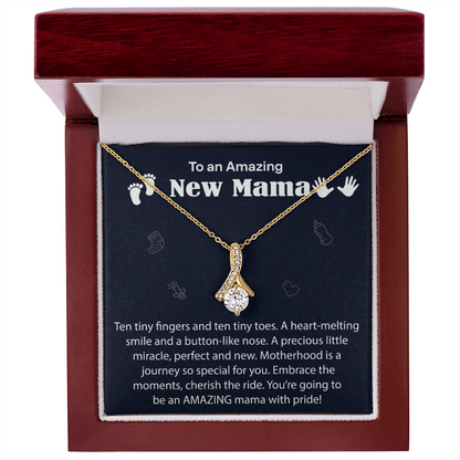 Excellent Mom Necklace Gift in Elegant Wooden Box with heartfelt message