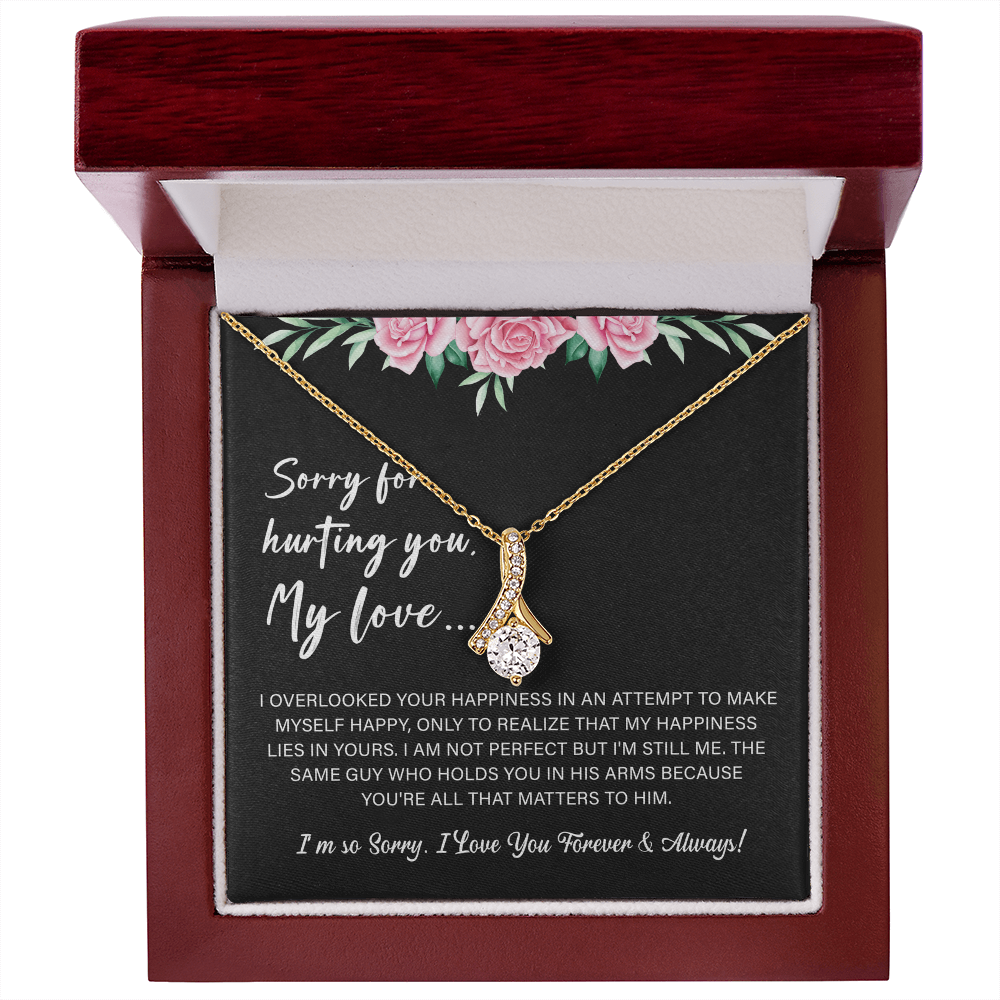 necklace with an apology message