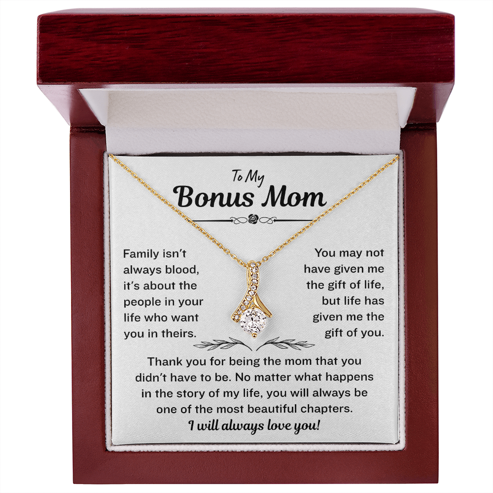 Bonus Mom Necklace From Bonus Daughter,  Alluring Beauty Necklace
