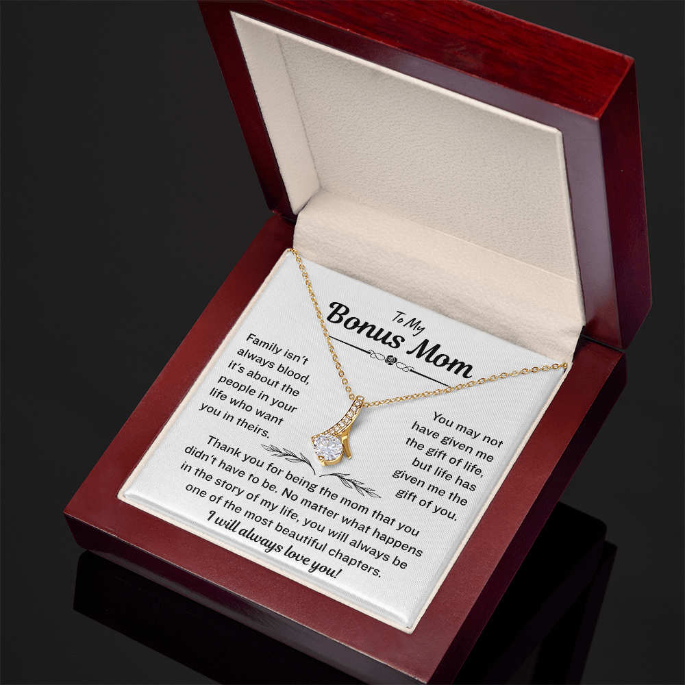 Bonus Mom Necklace From Bonus Daughter,  Alluring Beauty Necklace