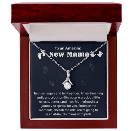 Excellent Mom Necklace Gift in Elegant Wooden Box with heartfelt message