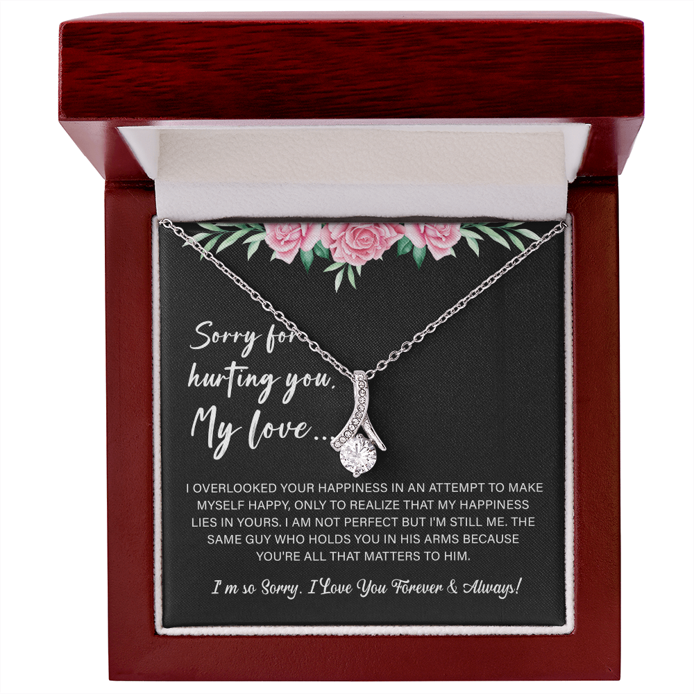 necklace with an apology message