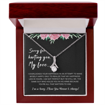necklace with an apology message