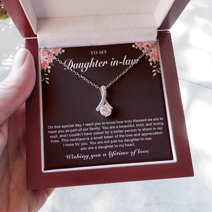 Gift Ideas for Daughter-in-Law – Timeless Love Knot Necklace with Message Card, Jewelry for Her, Necklace Gifts