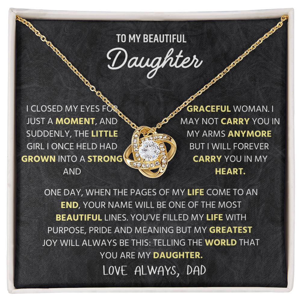 To My Beautiful Daughter | I Will Always Love You | Love Knot Necklace