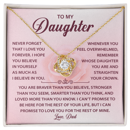To My Daughter Necklace, Love Knot Necklace for Daughter