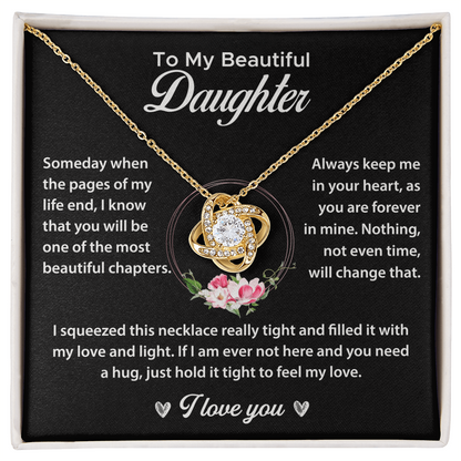 To My Daughter Gifts - Daughter Forever Love Necklace, Daughter Necklace Gift - Daughter From Dad Love Knot Necklace