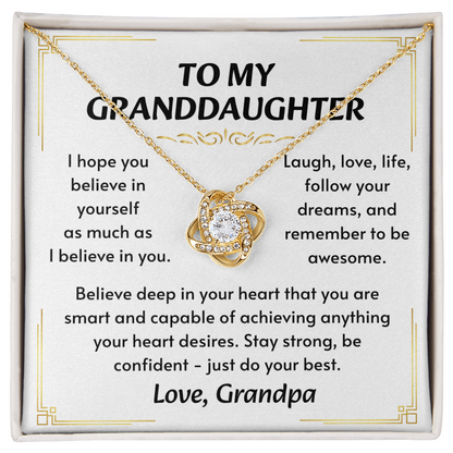 To My Granddaughter Necklace, Simple, stunning, and purely her