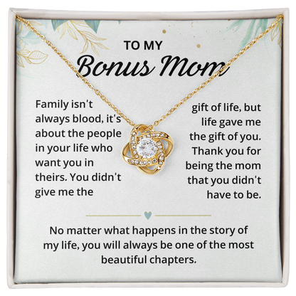 Silver Love Knot necklace gift box with a heartfelt message