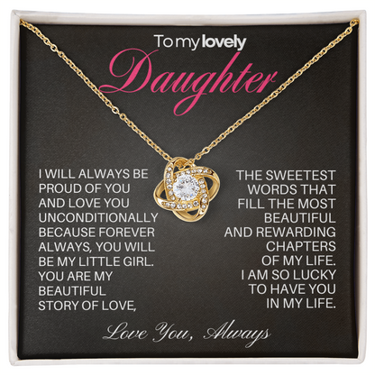 Daughter Love Knot necklace from Dad with Heartfelt message