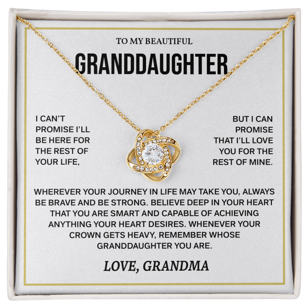 To My Beautiful Granddaughter Necklace, Love Knot Necklace