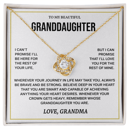 To My Beautiful Granddaughter Necklace, Love Knot Necklace