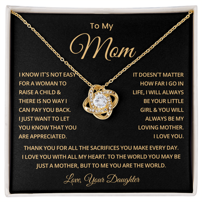 To My Mom Necklace With Message Card, Mothers Day Gift From Son, Daughter