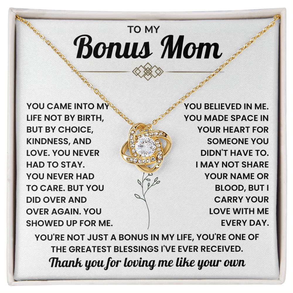 To My Bonus Mom Necklace, Mother in Law Jewelry With Message Card and Gift Box