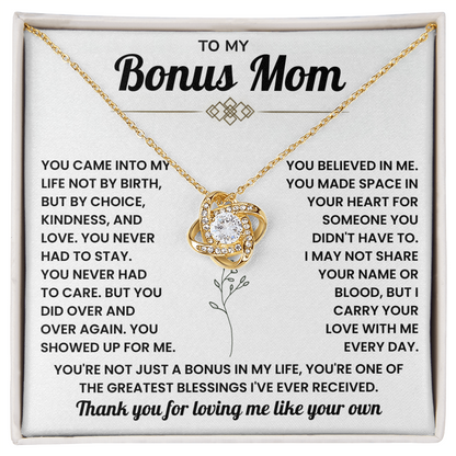 To My Bonus Mom Necklace, Mother in Law Jewelry With Message Card and Gift Box