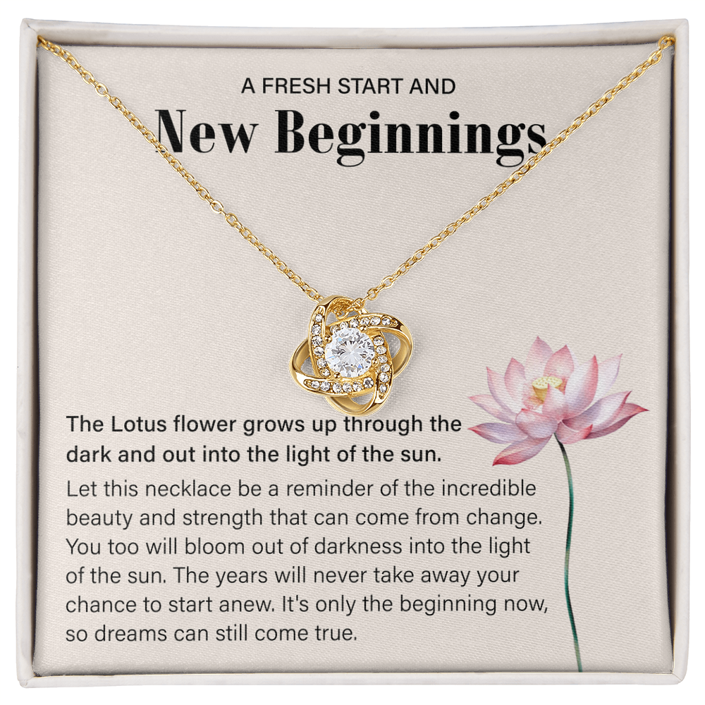 Silver Love Knot necklace in a box