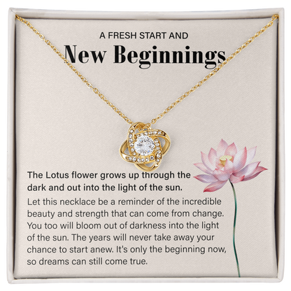 Silver Love Knot necklace in a box