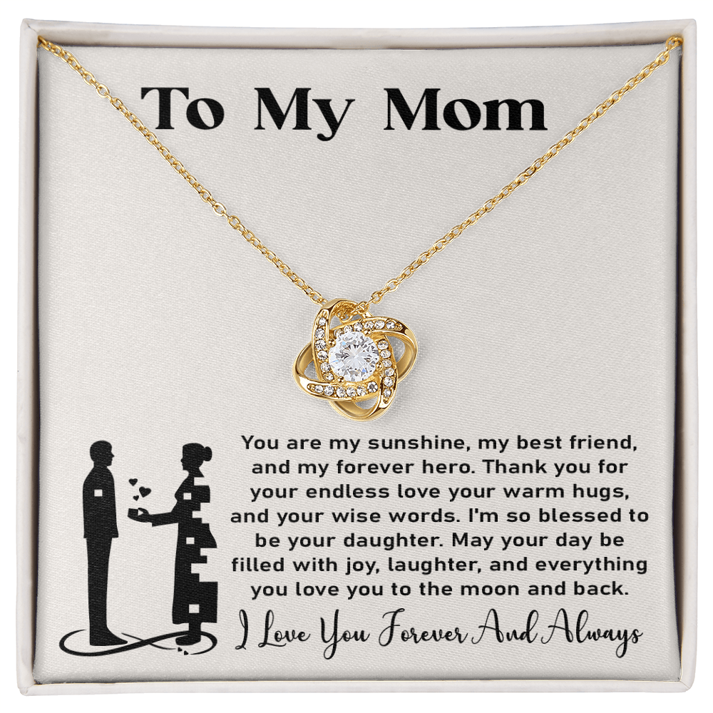 Love Knot necklace gift box with a heartfelt message