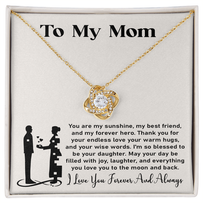 Love Knot necklace gift box with a heartfelt message