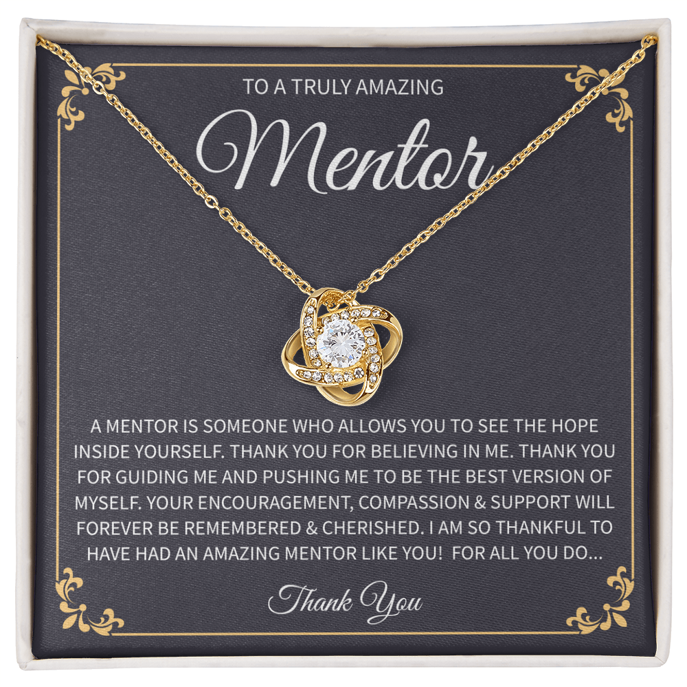 teacher gift necklace with heartfelt message in a display box.