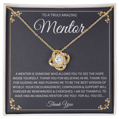 teacher gift necklace with heartfelt message in a display box.