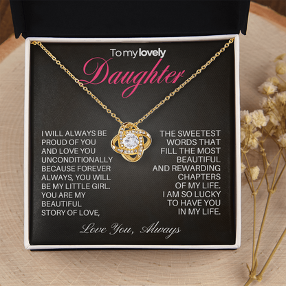 Daughter Love Knot necklace from Dad with Heartfelt message