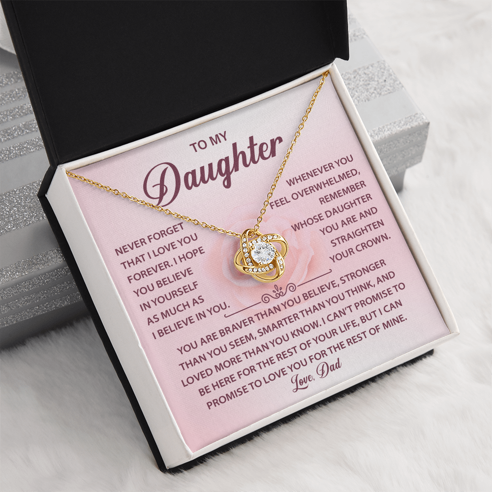 To My Daughter Necklace, Love Knot Necklace for Daughter