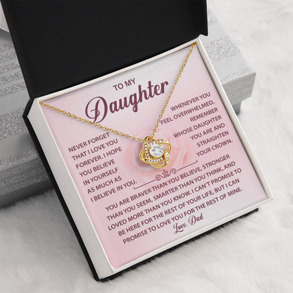 To My Daughter Necklace, Love Knot Necklace for Daughter