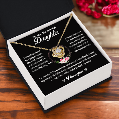 To My Daughter Gifts - Daughter Forever Love Necklace, Daughter Necklace Gift - Daughter From Dad Love Knot Necklace