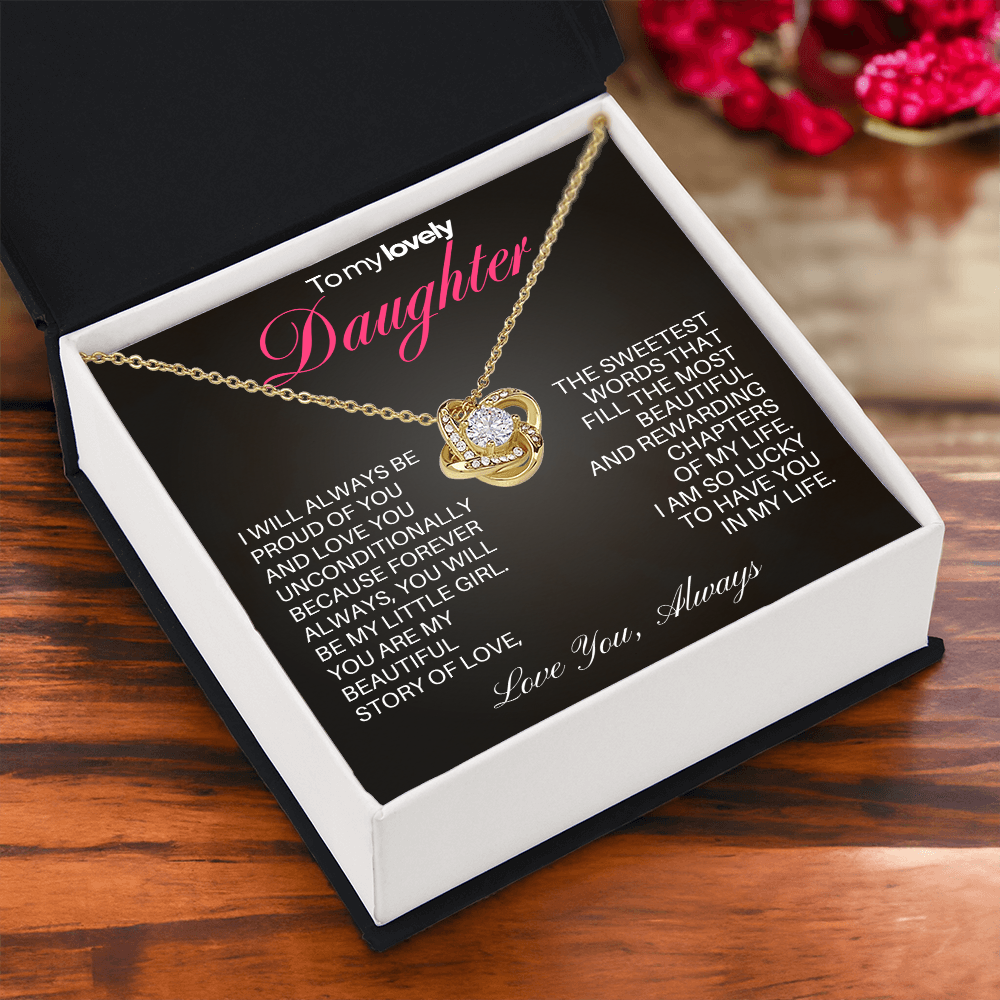 Daughter Love Knot necklace from Dad with Heartfelt message