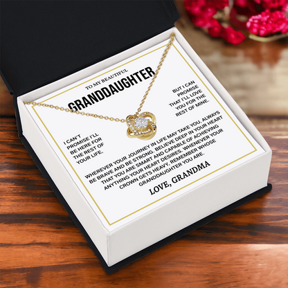 To My Beautiful Granddaughter Necklace, Love Knot Necklace