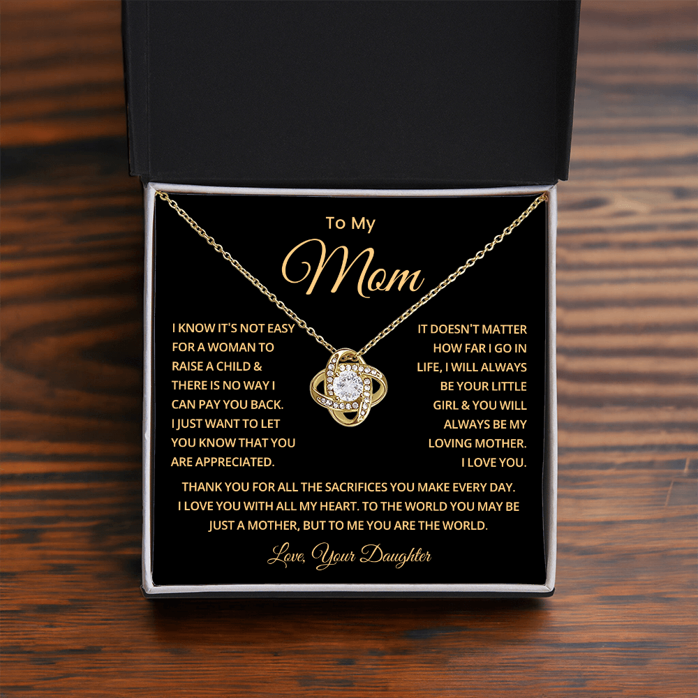 To My Mom Necklace With Message Card, Mothers Day Gift From Son, Daughter