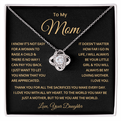 To My Mom Necklace With Message Card, Mothers Day Gift From Son, Daughter