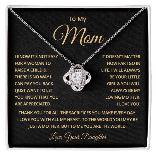 To My Mom Necklace With Message Card, Mothers Day Gift From Son, Daughter
