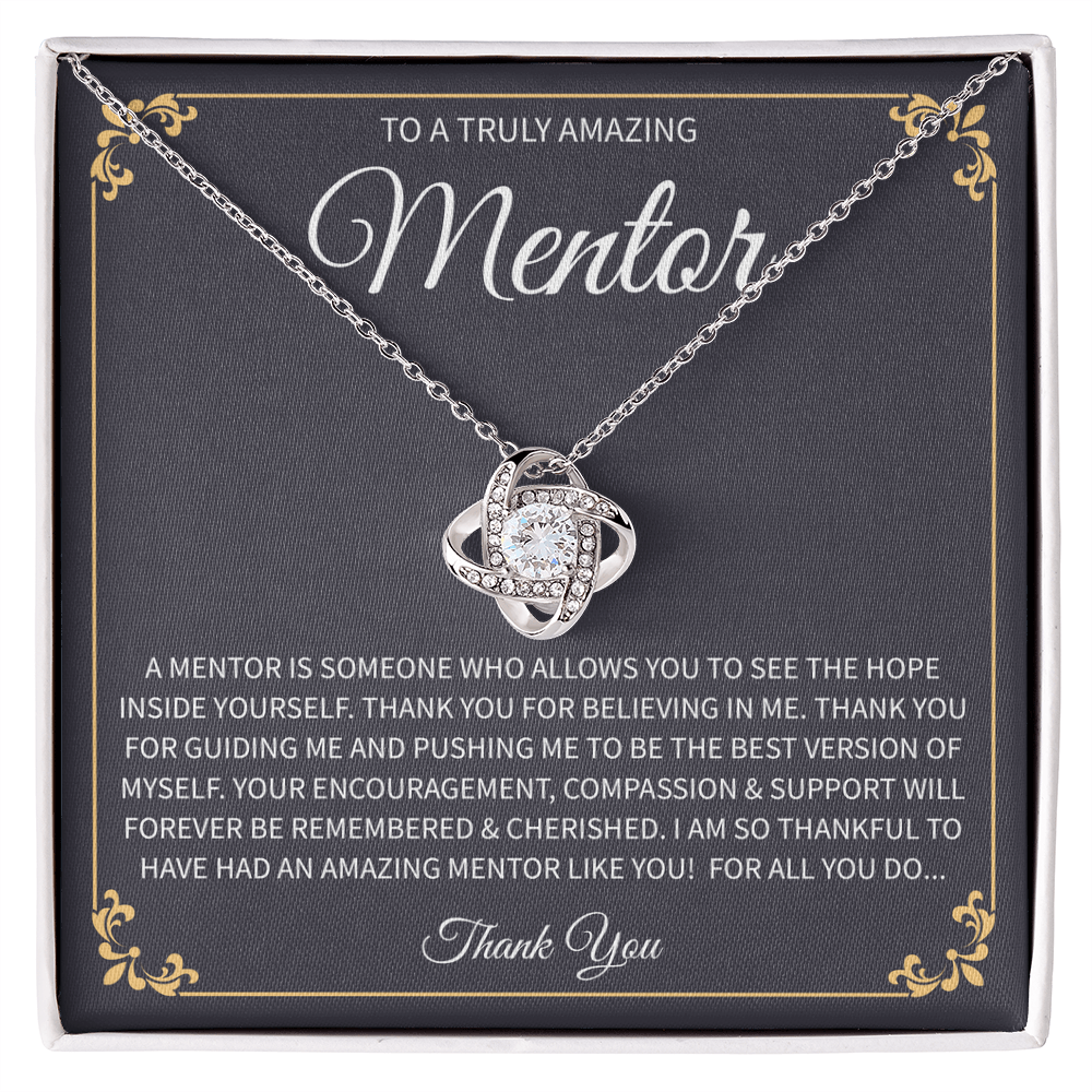 teacher gift necklace with heartfelt message in a display box.