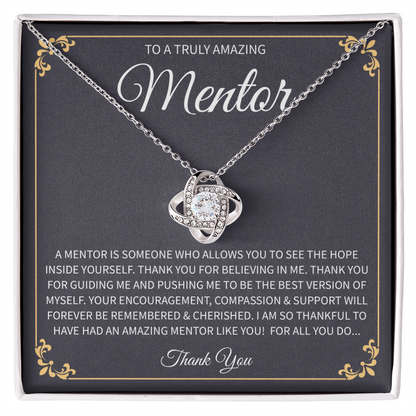 teacher gift necklace with heartfelt message in a display box.
