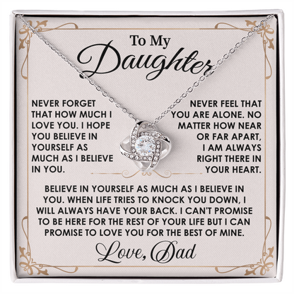 To My Daughter Necklace Gifts - Daughter Gifts from Dad - Love Knot Necklace, Best Daughter Necklace Gift