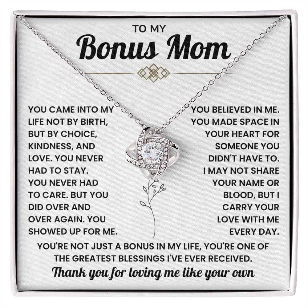 To My Bonus Mom Necklace, Mother in Law Jewelry With Message Card and Gift Box