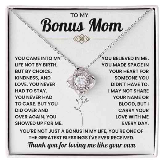 To My Bonus Mom Necklace, Mother in Law Jewelry With Message Card and Gift Box