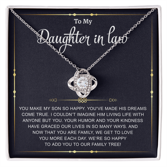 Jewelry - Elegant Love Knot Necklace with Heartfelt Message