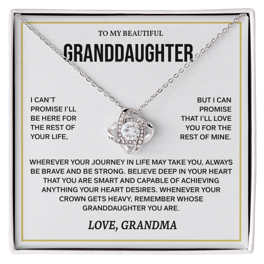 To My Beautiful Granddaughter Necklace, Love Knot Necklace