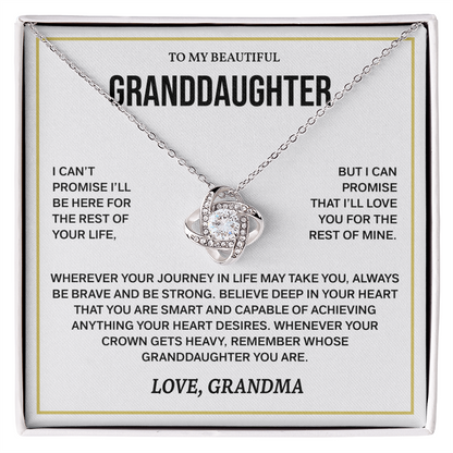 To My Beautiful Granddaughter Necklace, Love Knot Necklace
