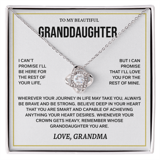 To My Beautiful Granddaughter Necklace, Love Knot Necklace