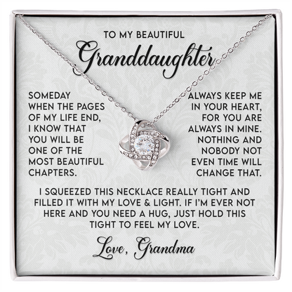 To My Granddaughter Necklace, Love Knot Necklace for Her